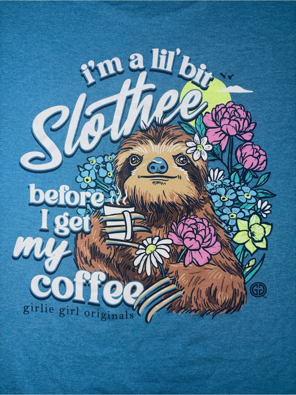 Girlie Girl Originals Blue 'Slothee' Graphic Short Sleeve Tee
